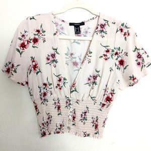 Pink Hawaiian Floral Crop Top